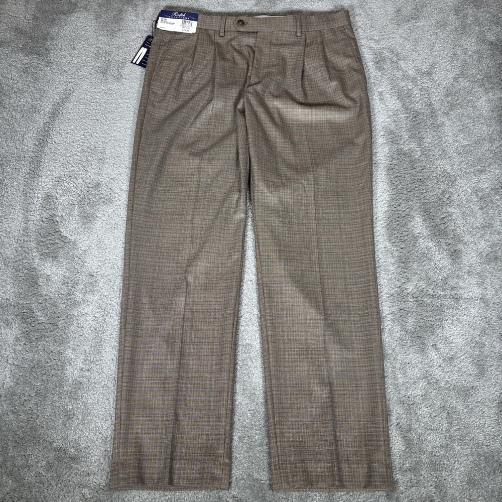 Ralph Ralph Lauren Pants Mens 34x30 Comfort Flex Brown Textured Pleated NWT
